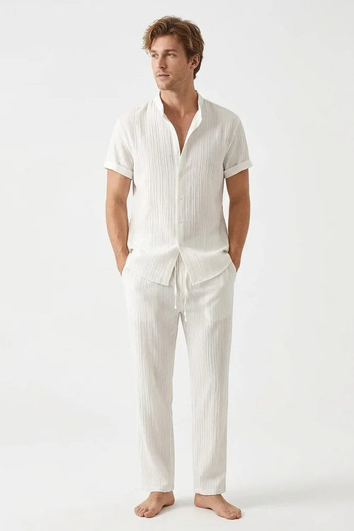 Men’s Summer Set – Short Sleeve Shirt & Drawstring Trousers | Buy 3 Get 20% Off