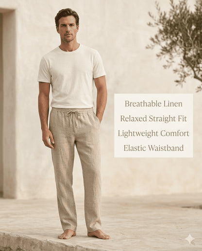 Men’s Linen Trousers – Breathable Casual Fit (SS25)