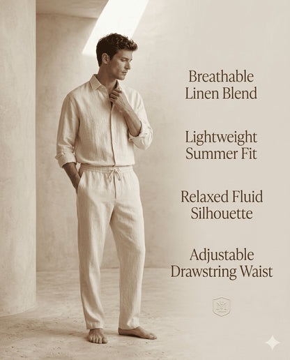 Men’s Casual Set – Henley Long Sleeve & Elastic Waist Trousers