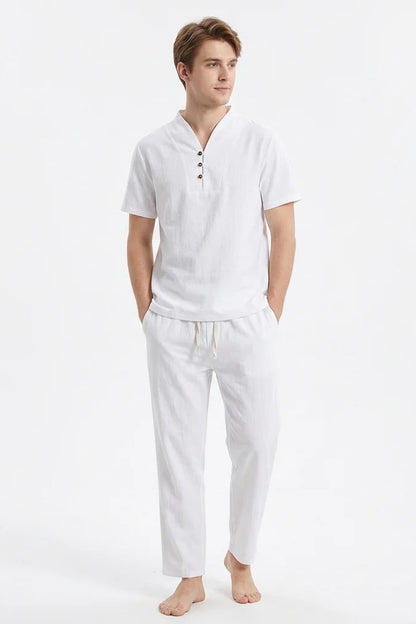 Men’s Linen Set – Summer 2025 Casual Short Sleeve (M–5XL)