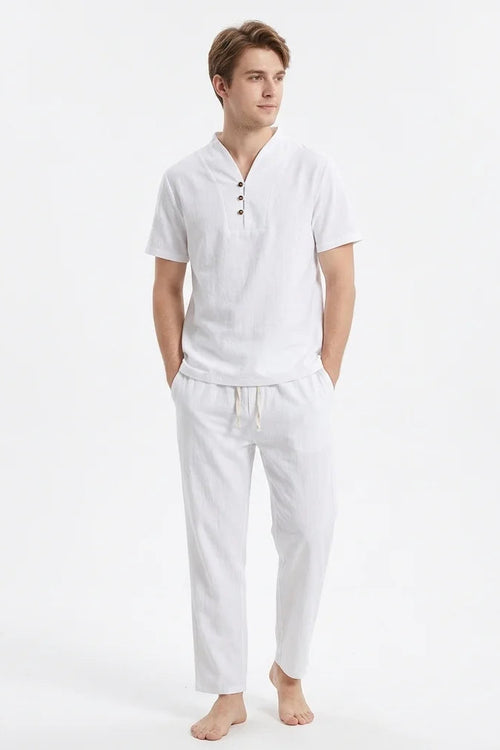 Men’s Linen Set – Summer 2025 Casual Short Sleeve (M–5XL)