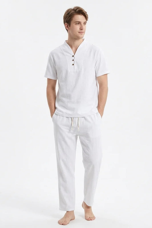 Men’s Linen Set – Summer 2025 Casual Short Sleeve (M–5XL)