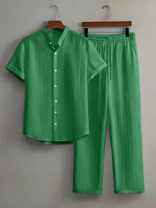 Men’s Summer Set – Short Sleeve Shirt & Drawstring Trousers | Buy 3 Get 20% Off
