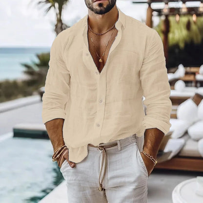 Men’s Cotton-Linen Shirt – Lightweight Beach Style