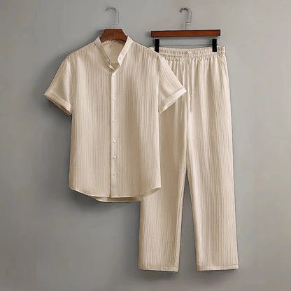 Men’s Summer Set – Short Sleeve Shirt & Drawstring Trousers | Buy 3 Get 20% Off