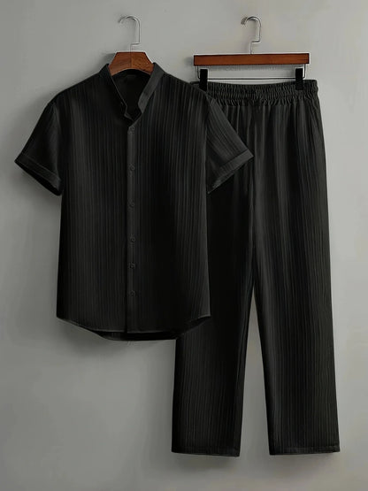 Men’s Summer Set – Short Sleeve Shirt & Drawstring Trousers | Buy 3 Get 20% Off