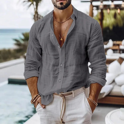 Men’s Cotton-Linen Shirt – Lightweight Beach Style