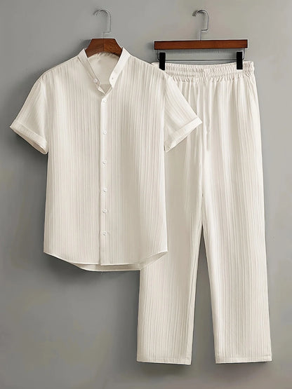 Men’s Summer Set – Short Sleeve Shirt & Drawstring Trousers | Buy 3 Get 20% Off