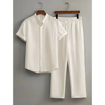 Men’s Summer Set – Short Sleeve Shirt & Drawstring Trousers | Buy 3 Get 20% Off