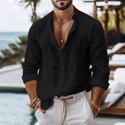Men’s Cotton-Linen Shirt – Lightweight Beach Style